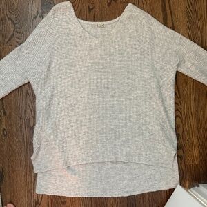 Free People Oversized Waffle Knit Sweater | Gray | V-Neck High-Low